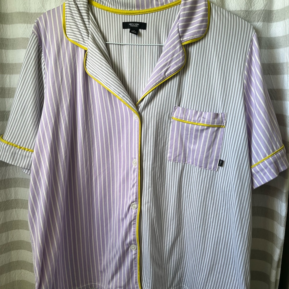 Simply Vera Vera Wang Purple and White Striped Pajama Top